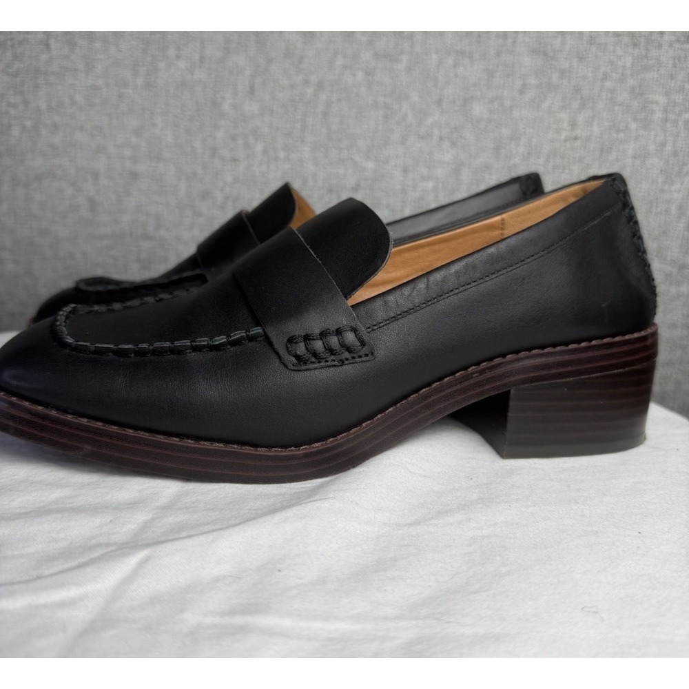 Crown Vintage Women's‎ Hazel Chunky Heeled Loafer Black Leather Size 9M